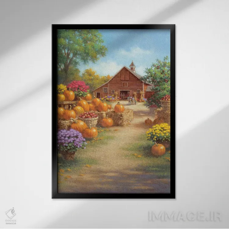 تابلو دکوراتیو کدوهای انباری اثر کربرت گوتیه - نمای قابدار مشکی