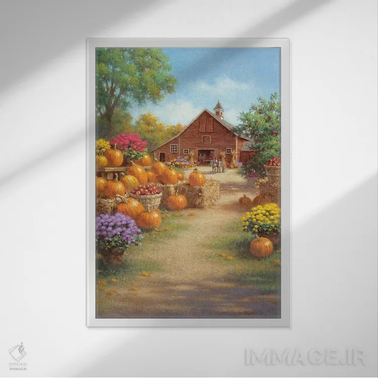 تابلو دکوراتیو کدوهای انباری اثر کربرت گوتیه - نمای قابدار سفید