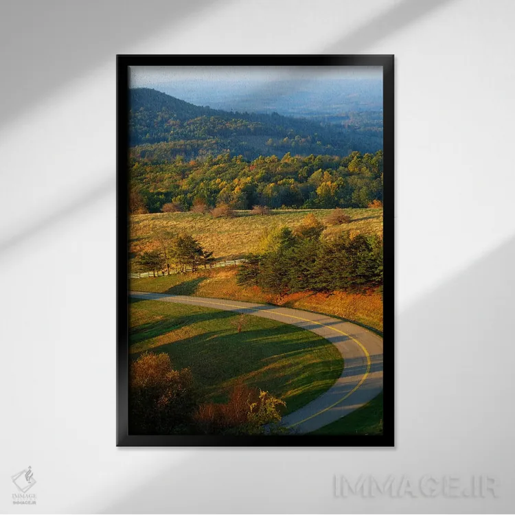 تابلو دکوراتیو منظره کوهستانی ۲، بلو ریج پارک وی، شهرستان پاتریک، ویرجینیا… اثر چارلز گرچ - نمای قابدار مشکی