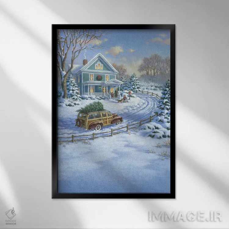 تابلو دکوراتیو واگن چوبی اثر کربرت گوتیه - نمای قابدار مشکی