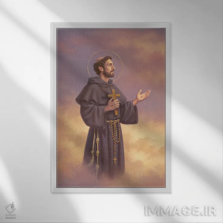 تابلو دکوراتیو سن فرانسیس آسیزی اثر کربرت گوتیه - نمای قابدار سفید