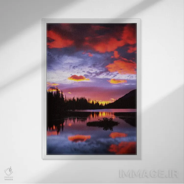 تابلو دکوراتیو غروب ابری ۲، دریاچه ریفلکشن، پارک ملی مانت رینییر، واشنگتن، آ… اثر چارلز گرچ - نمای قابدار سفید