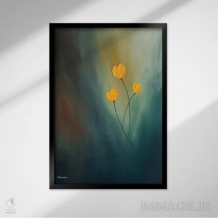 تابلو انتزاعی پرتوهای امید اثر کارمن گودز - نمای قابدار مشکی