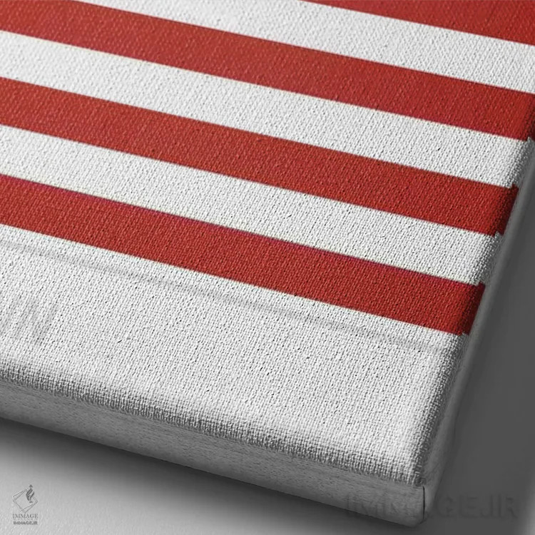 تابلو دکوراتیو جوراب راه راه قرمز اثر فایو بای فایو کالکتیو - نمای نزدیک بافت بوم