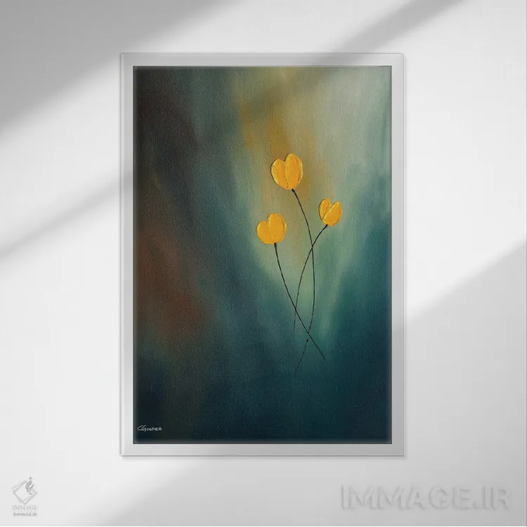 تابلو انتزاعی پرتوهای امید اثر کارمن گودز - نمای قابدار سفید