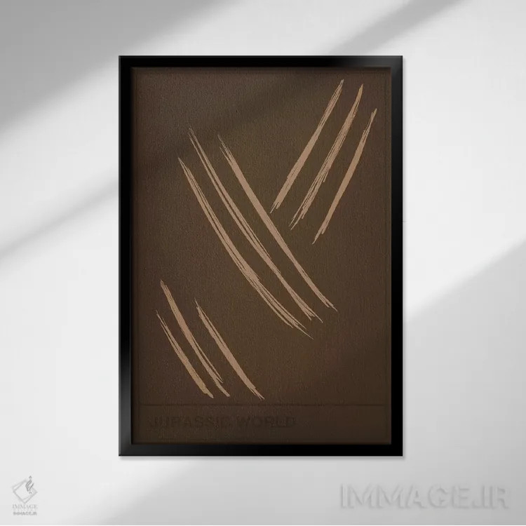 تابلو دکوراتیو رد پنجه دایناسور اثر فایو بای فایو کالکتیو - نمای قابدار مشکی