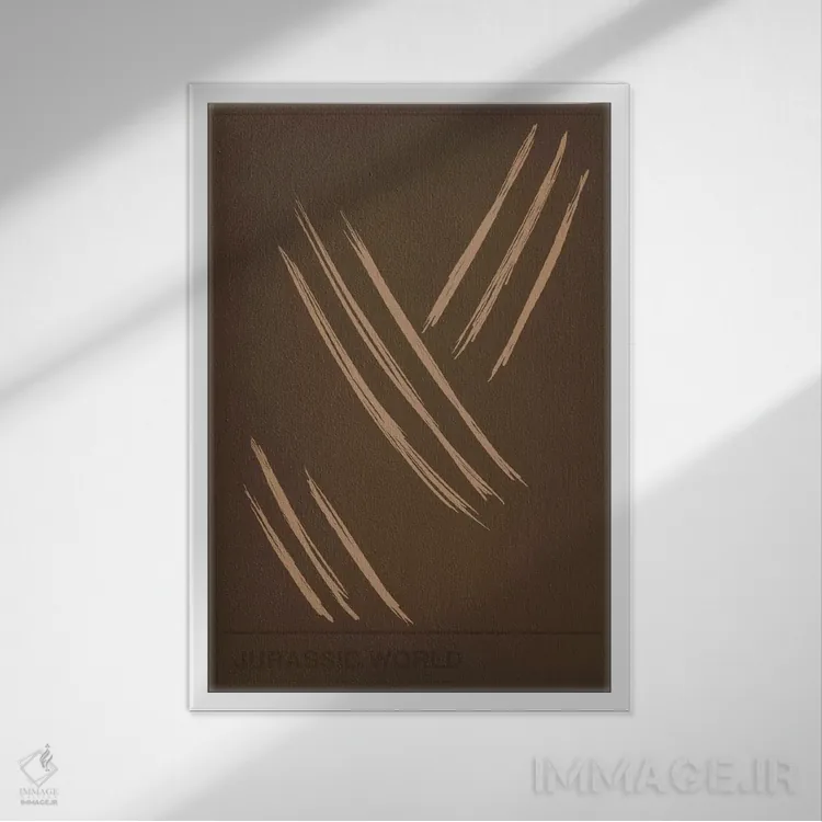 تابلو دکوراتیو رد پنجه دایناسور اثر فایو بای فایو کالکتیو - نمای قابدار سفید