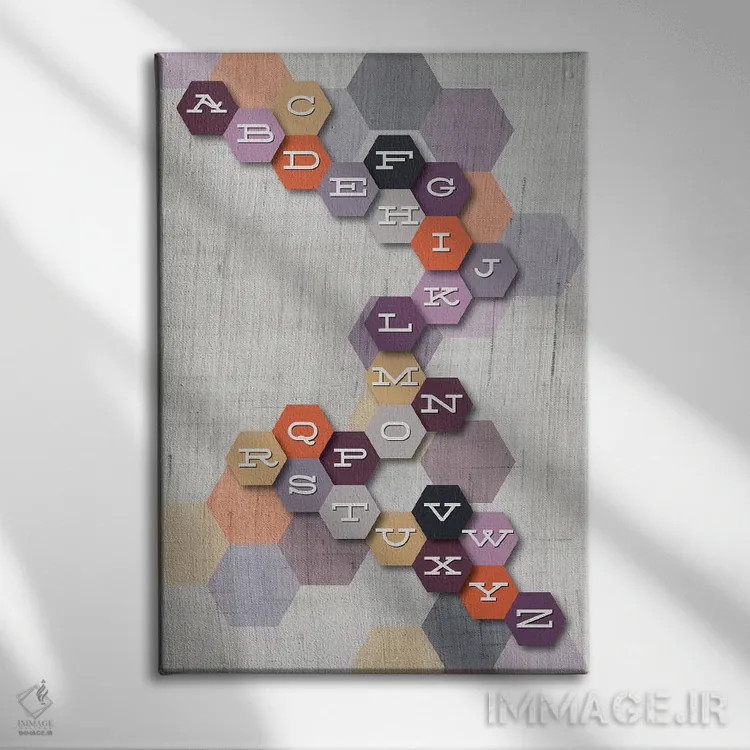 تابلو دکوراتیو ای بی سی اثر چایا شرادر - نمای روبهرو روی دیوار