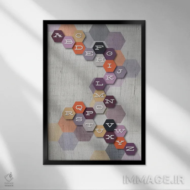 تابلو دکوراتیو ای بی سی اثر چایا شرادر - نمای قابدار مشکی