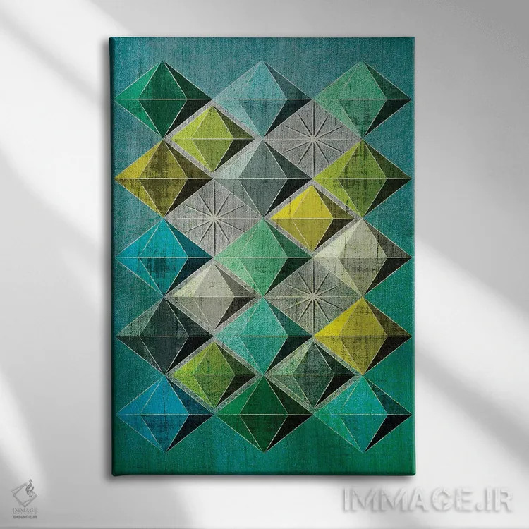 تابلو انتزاعی هدرون ۲ اثر چایا شرادر - نمای روبهرو روی دیوار