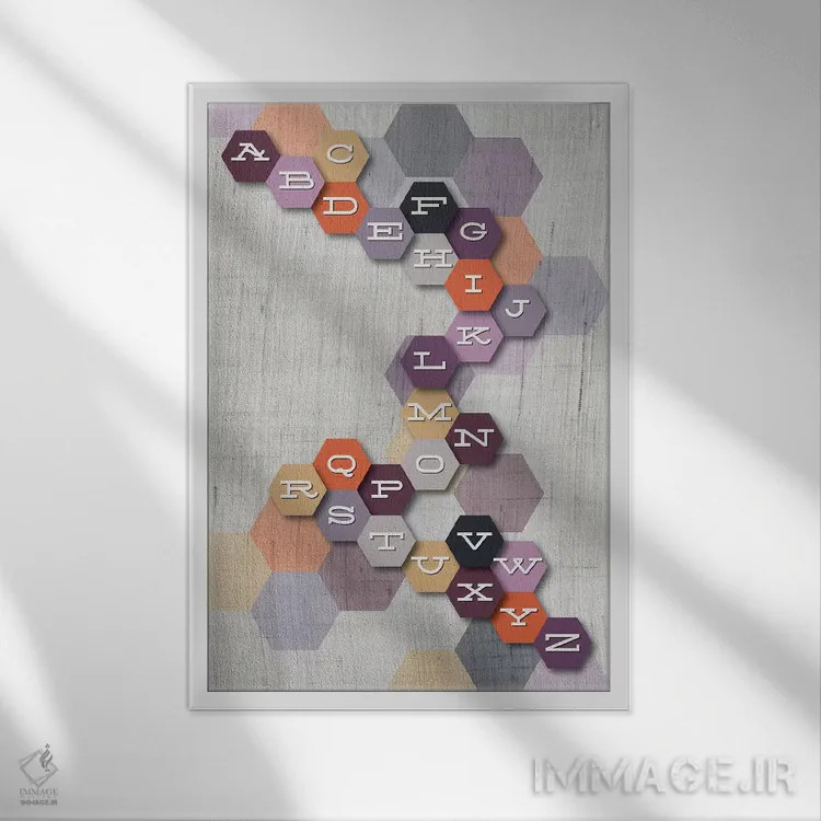 تابلو دکوراتیو ای بی سی اثر چایا شرادر - نمای قابدار سفید