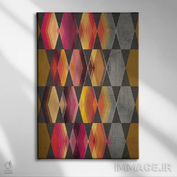 تابلو انتزاعی هندسی ۳ اثر چایا شرادر - نمای روبهرو روی دیوار