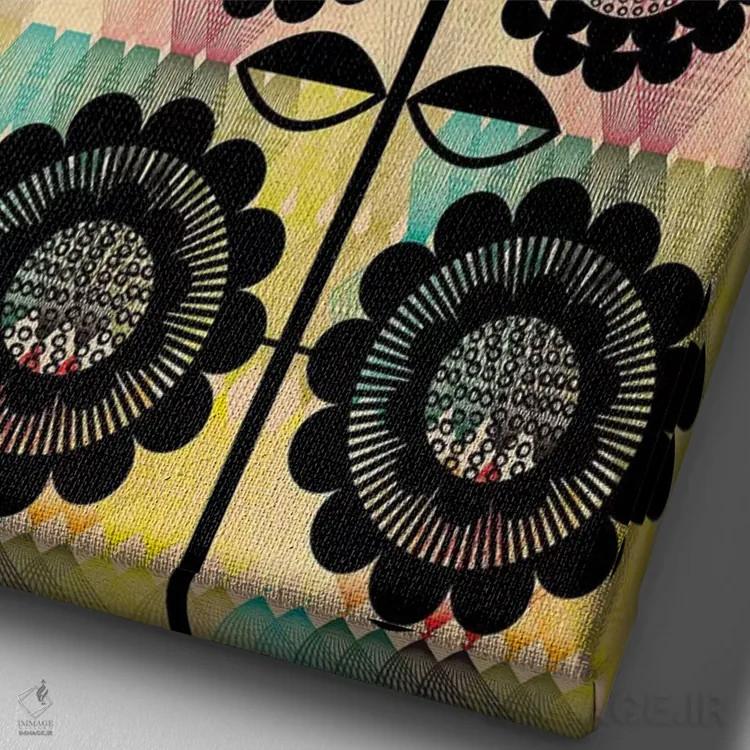 تابلو دکوراتیو هندسی ۱ اثر چایا شرادر - نمای نزدیک بافت بوم