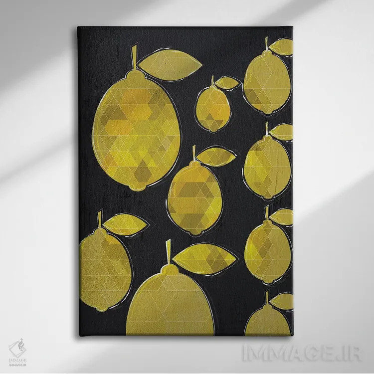 تابلو مینیمال لیموها اثر چایا شرادر - نمای روبهرو روی دیوار