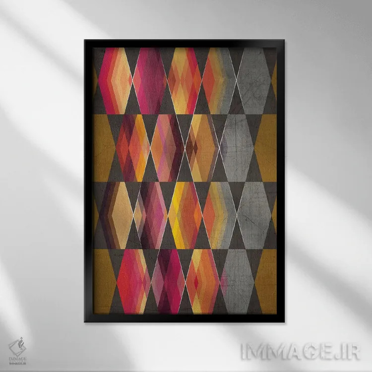 تابلو انتزاعی هندسی ۳ اثر چایا شرادر - نمای قابدار مشکی