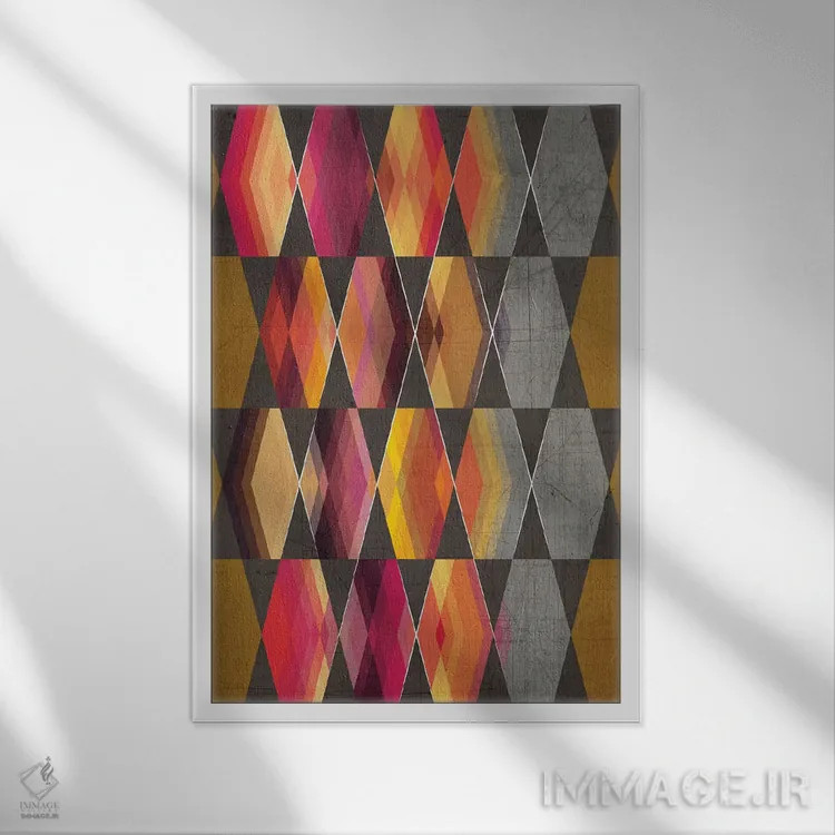 تابلو انتزاعی هندسی ۳ اثر چایا شرادر - نمای قابدار سفید