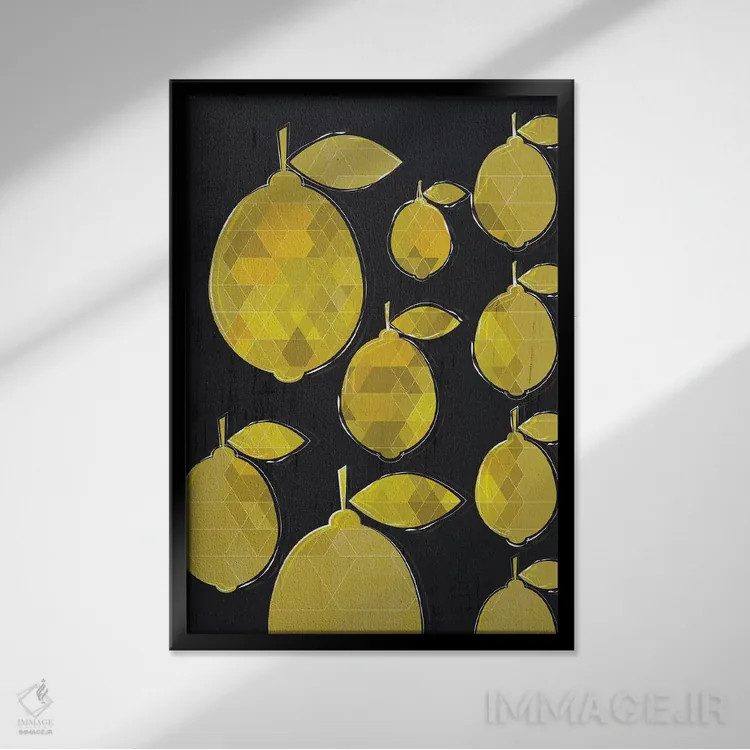 تابلو مینیمال لیموها اثر چایا شرادر - نمای قابدار مشکی