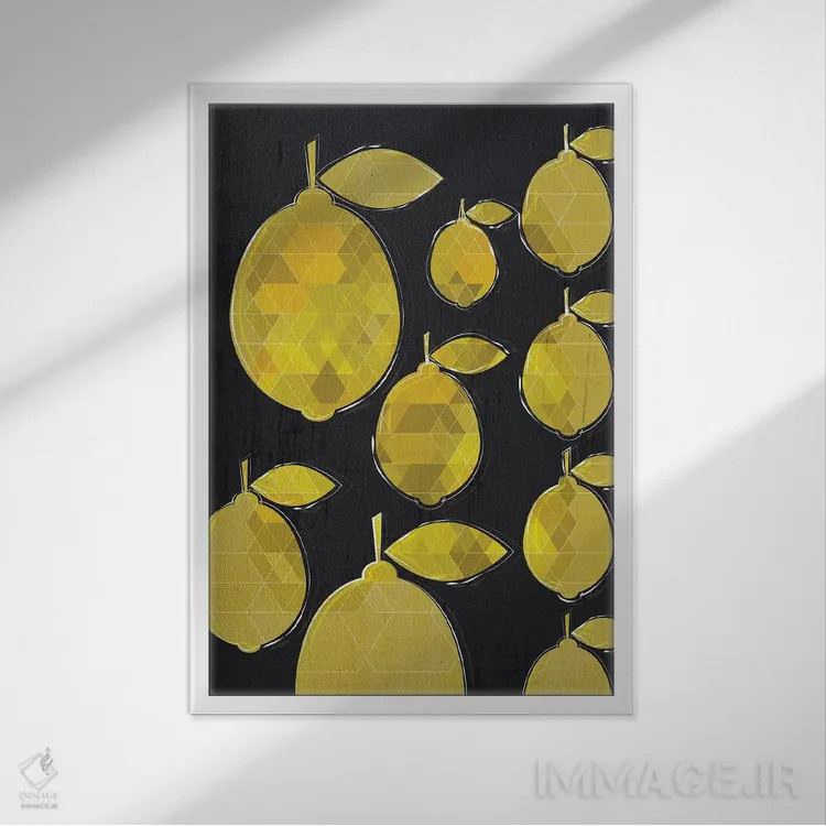 تابلو مینیمال لیموها اثر چایا شرادر - نمای قابدار سفید