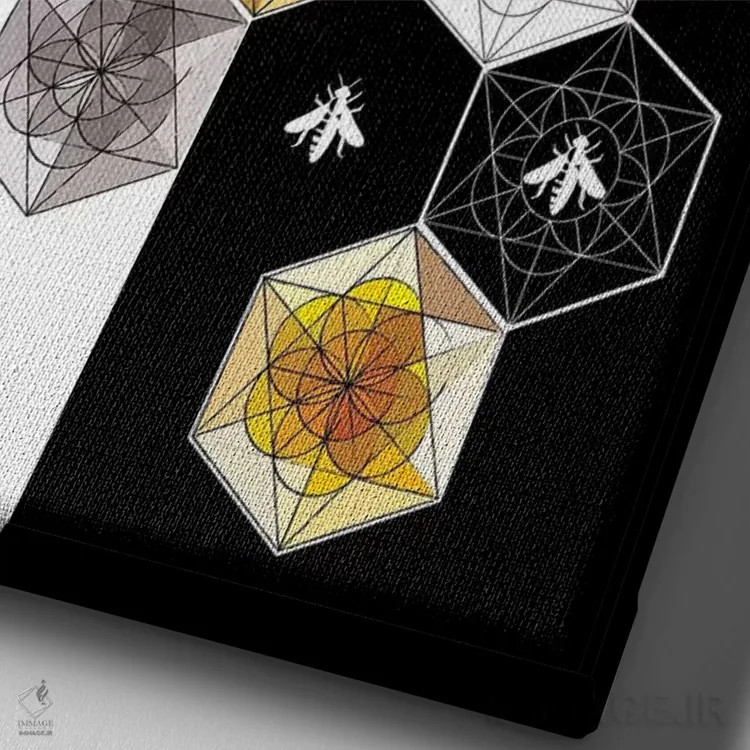 تابلو دکوراتیو زنبورها ۱ اثر چایا شرادر - نمای نزدیک بافت بوم