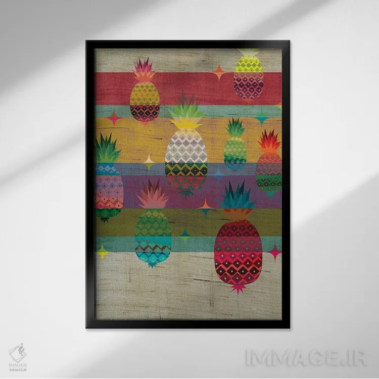 تابلو دکوراتیو آناناس اثر چایا شرادر - نمای قابدار مشکی