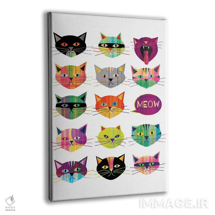 تابلو دکوراتیو گربه ها اثر چایا شرادر - نمای پرسپکتیو محصول
