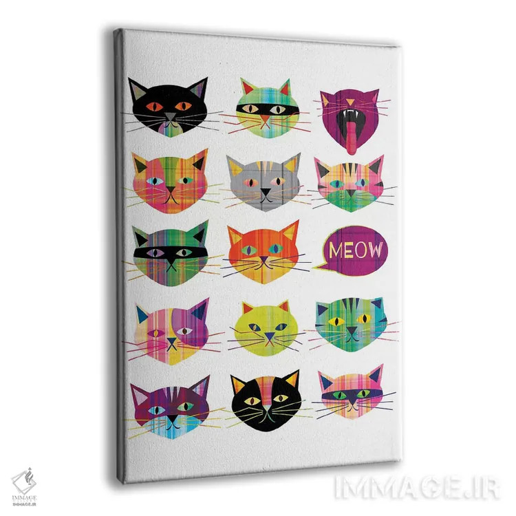 تابلو دکوراتیو گربه ها اثر چایا شرادر - نمای پرسپکتیو محصول