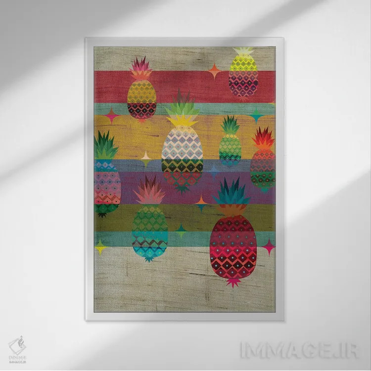 تابلو دکوراتیو آناناس اثر چایا شرادر - نمای قابدار سفید