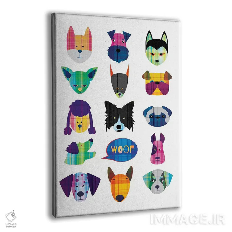 تابلو دکوراتیو سگ ها اثر چایا شرادر - نمای پرسپکتیو محصول
