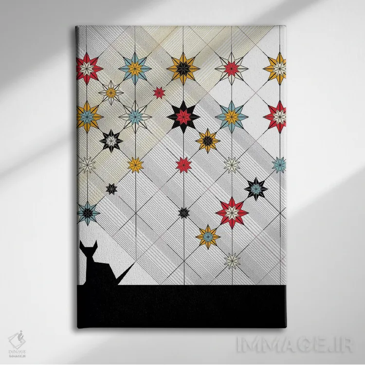 تابلو دکوراتیو گربه سیاه اثر چایا شرادر - نمای روبهرو روی دیوار