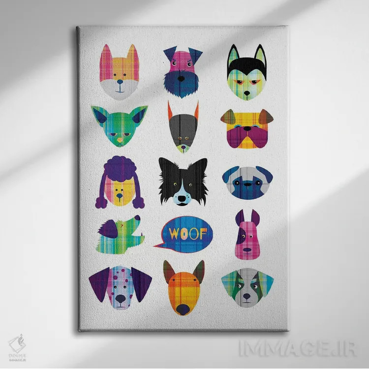 تابلو دکوراتیو سگ ها اثر چایا شرادر - نمای روبهرو روی دیوار