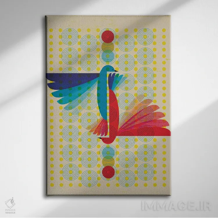 تابلو دکوراتیو پرندگان ۲ اثر چایا شرادر - نمای روبهرو روی دیوار