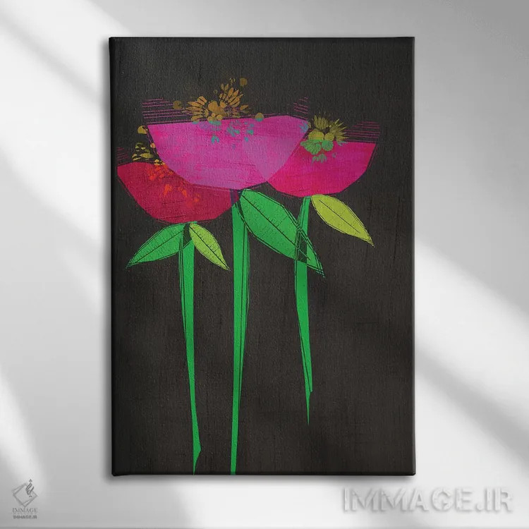 تابلو دکوراتیو گل دار اثر چایا شرادر - نمای روبهرو روی دیوار