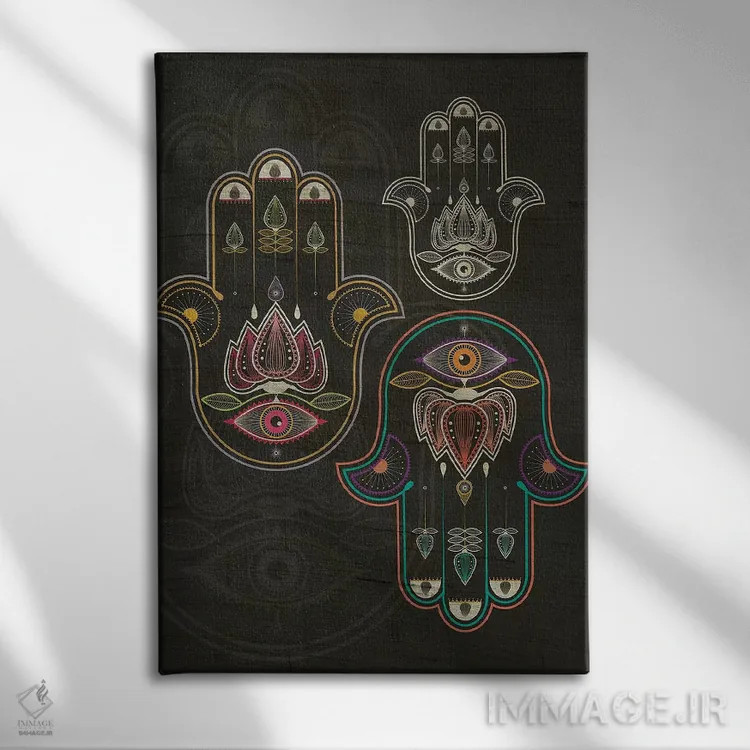 تابلو دکوراتیو خمسه اثر چایا شرادر - نمای روبهرو روی دیوار