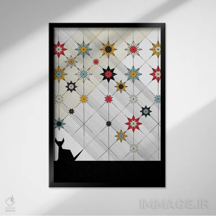 تابلو دکوراتیو گربه سیاه اثر چایا شرادر - نمای قابدار مشکی