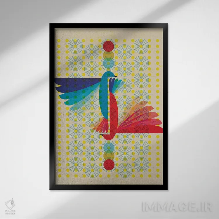 تابلو دکوراتیو پرندگان ۲ اثر چایا شرادر - نمای قابدار مشکی