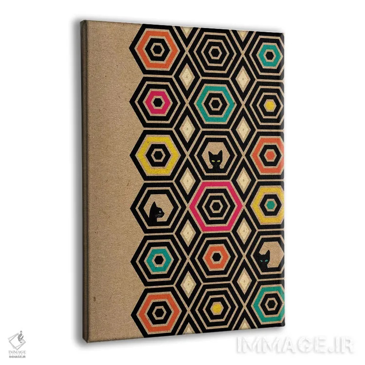 تابلو دکوراتیو گربه شش ضلعی اثر چایا شرادر - نمای پرسپکتیو محصول