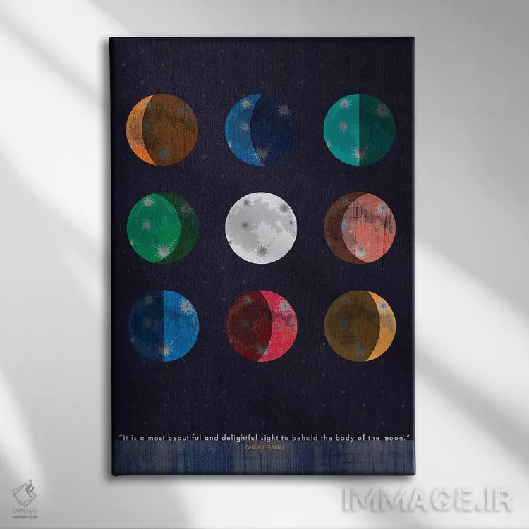 تابلو دکوراتیو نقل قول ماه گالیله اثر چایا شرادر - نمای روبهرو روی دیوار