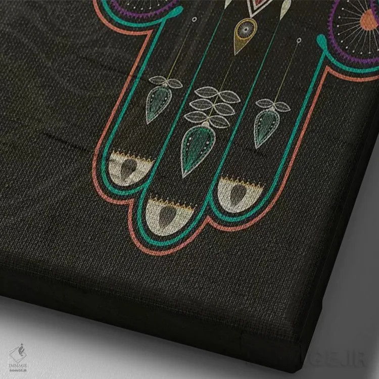 تابلو دکوراتیو خمسه اثر چایا شرادر - نمای نزدیک بافت بوم