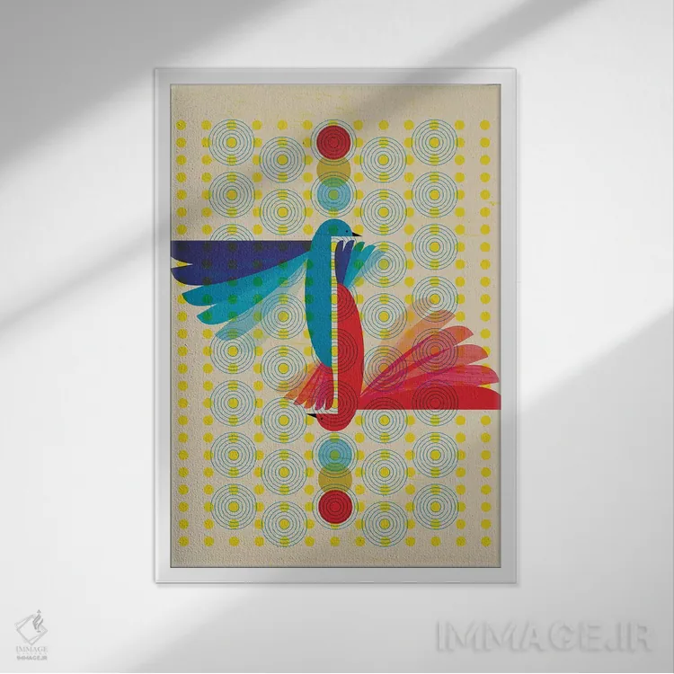 تابلو دکوراتیو پرندگان ۲ اثر چایا شرادر - نمای قابدار سفید