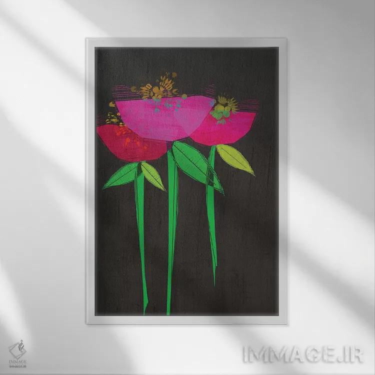 تابلو دکوراتیو گل دار اثر چایا شرادر - نمای قابدار سفید