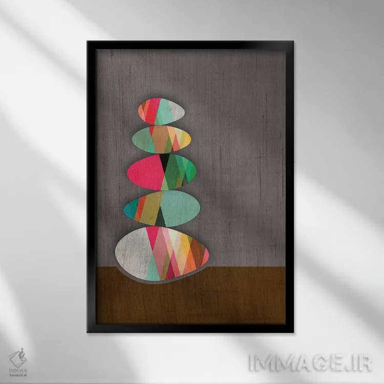 تابلو دکوراتیو سنگ ها اثر چایا شرادر - نمای قابدار مشکی