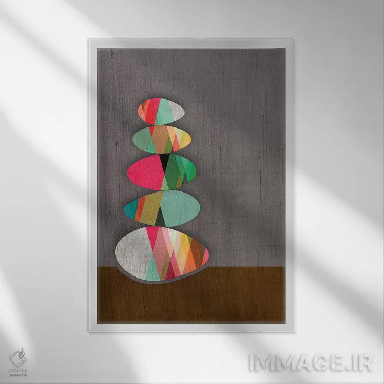 تابلو دکوراتیو سنگ ها اثر چایا شرادر - نمای قابدار سفید