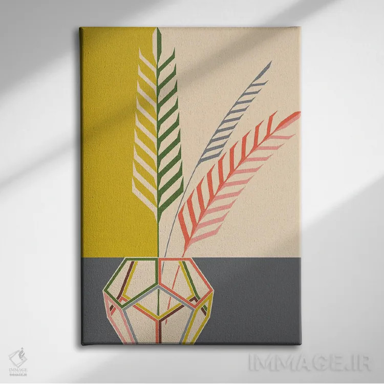 تابلو مینیمال نخل ها در دوازده وجهی اثر چایا شرادر - نمای روبهرو روی دیوار