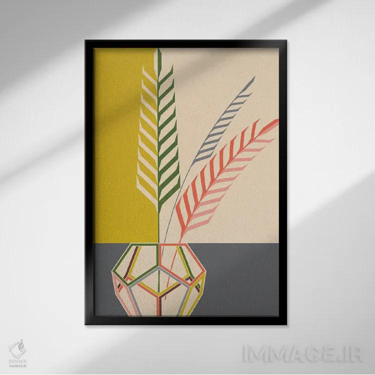 تابلو مینیمال نخل ها در دوازده وجهی اثر چایا شرادر - نمای قابدار مشکی