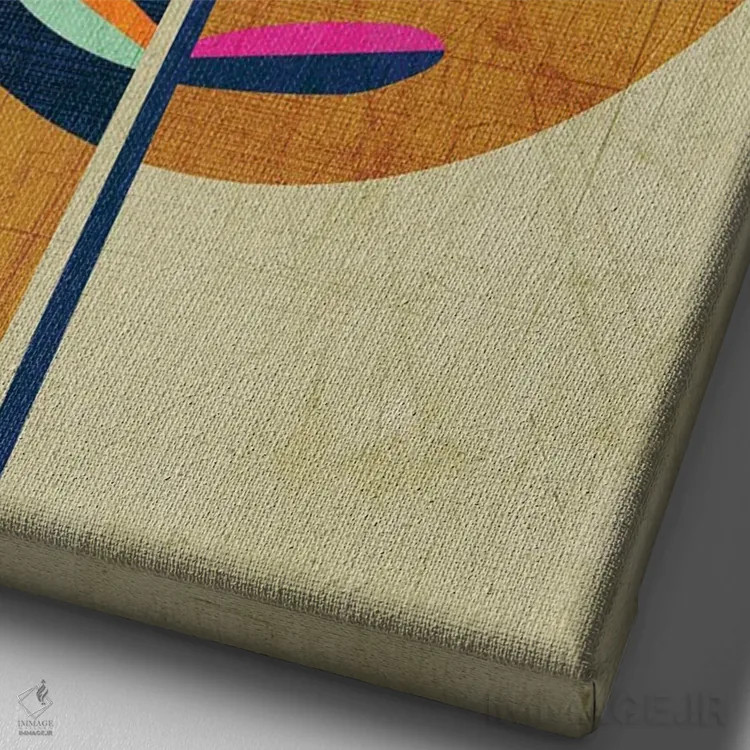 تابلو مینیمال برگ با همه رنگ ها اثر چایا شرادر - نمای نزدیک بافت بوم