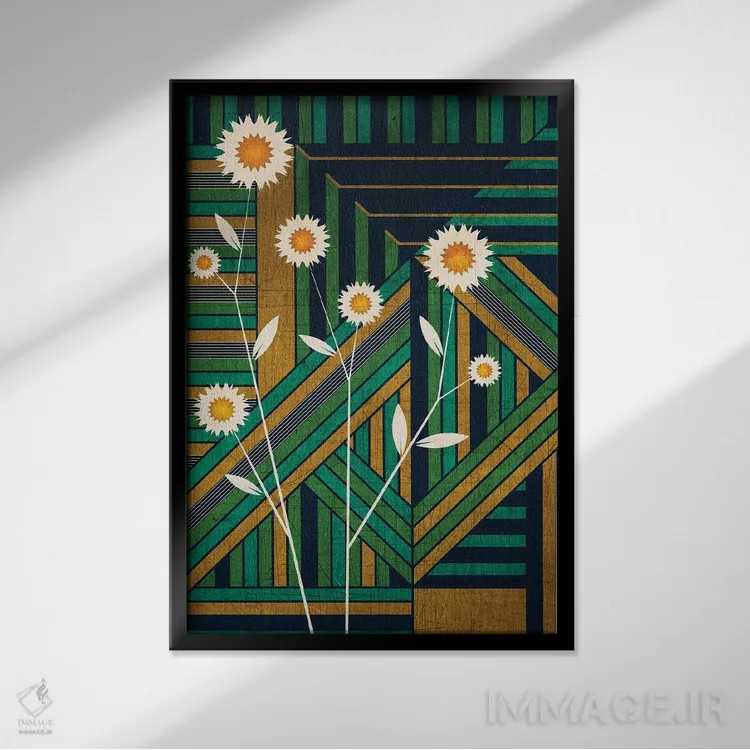 تابلو دکوراتیو گل های وحشی اثر چایا شرادر - نمای قابدار مشکی