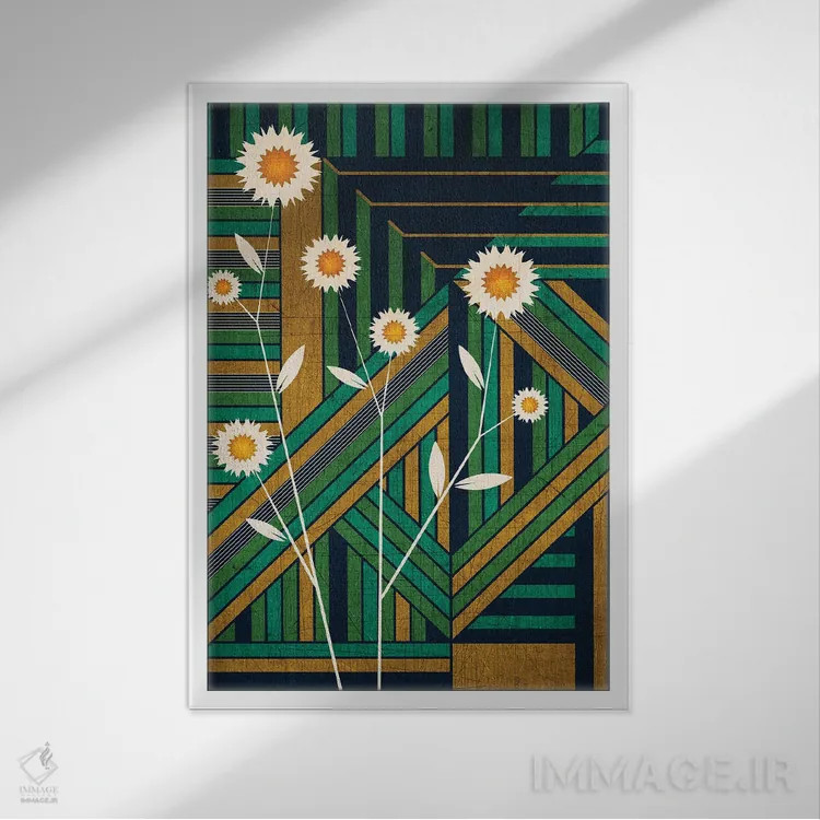 تابلو دکوراتیو گل های وحشی اثر چایا شرادر - نمای قابدار سفید