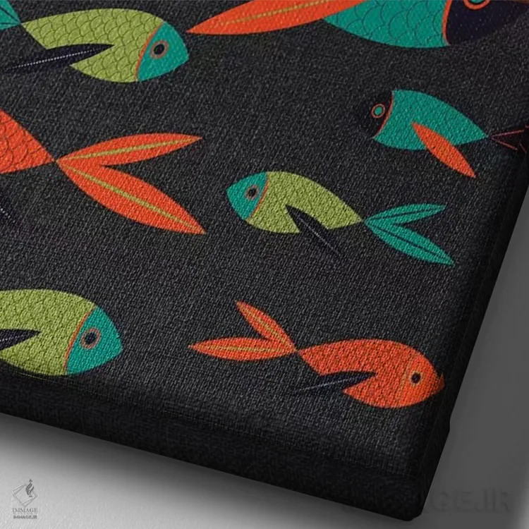 تابلو دکوراتیو ماهی اثر چایا شرادر - نمای نزدیک بافت بوم