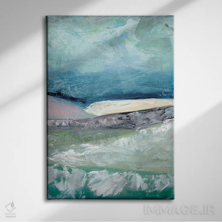 تابلو دکوراتیو کوه نما با صورتی ملایم ۲ اثر مارسی چپمن - نمای روبهرو روی دیوار