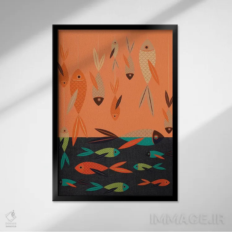 تابلو دکوراتیو ماهی اثر چایا شرادر - نمای قابدار مشکی